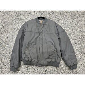 Midwest Traders Mens XL Gray Bomber Jacket Polyester/Nylon Ribbed Knit Cuffs